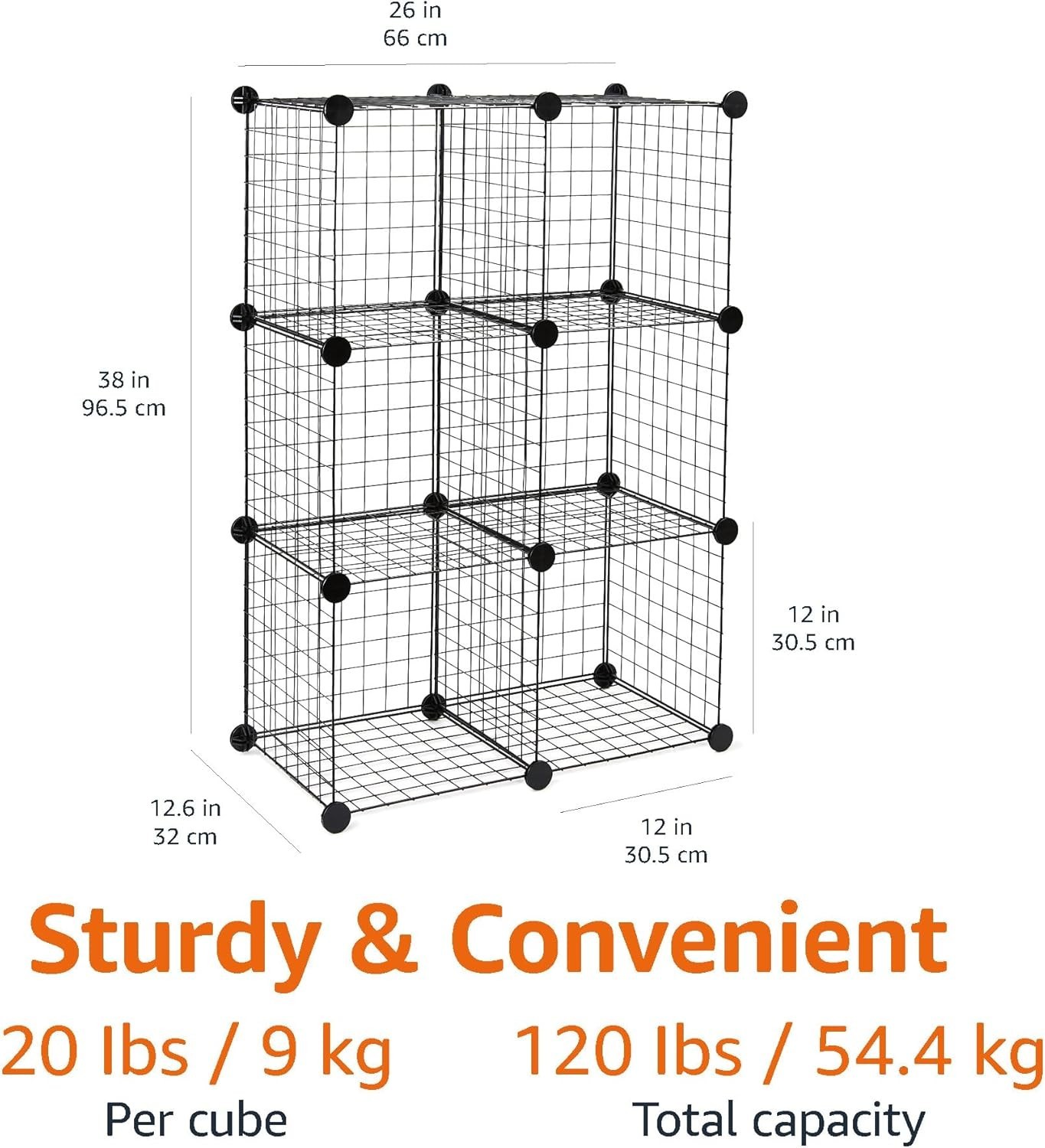 6-Cube Wire Grid Stackable Storage Organizer Metal Shelving Unit No-Tool