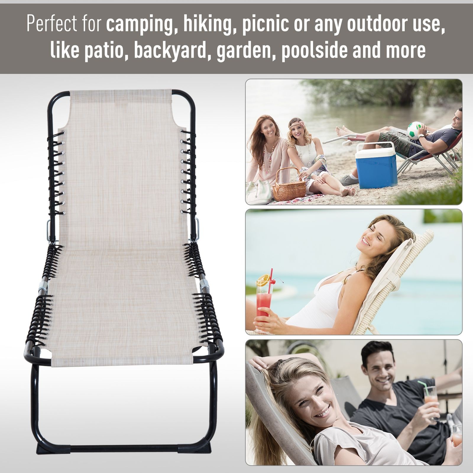 Chaise Lounge with Flexible Positioning Ideal for Patio and Beach