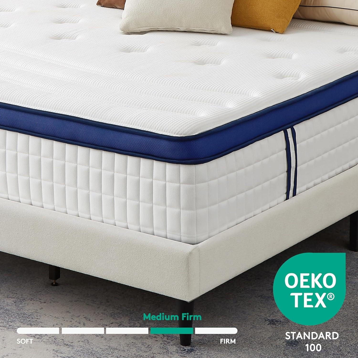 14″ Queen Hybrid Mattress with Gel Memory Foam & Pocketed Coils, Medium Firm
