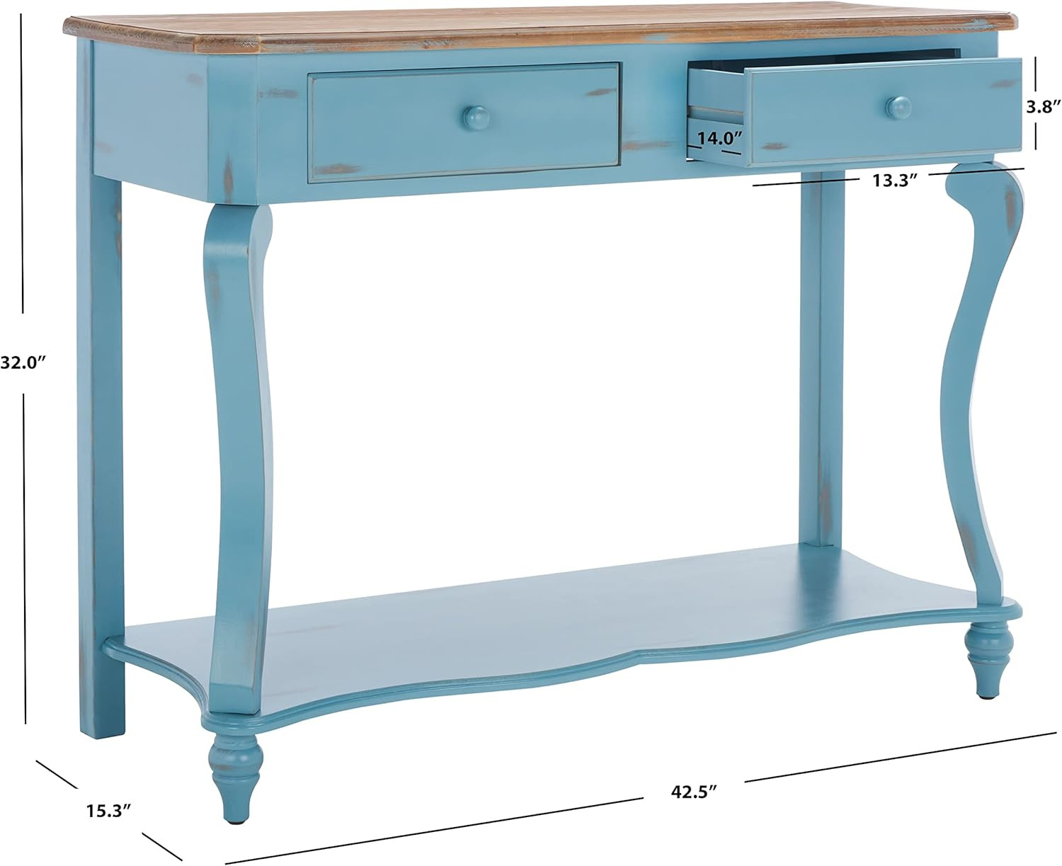 Stylish Blue and Oak Console Table for Home Decor