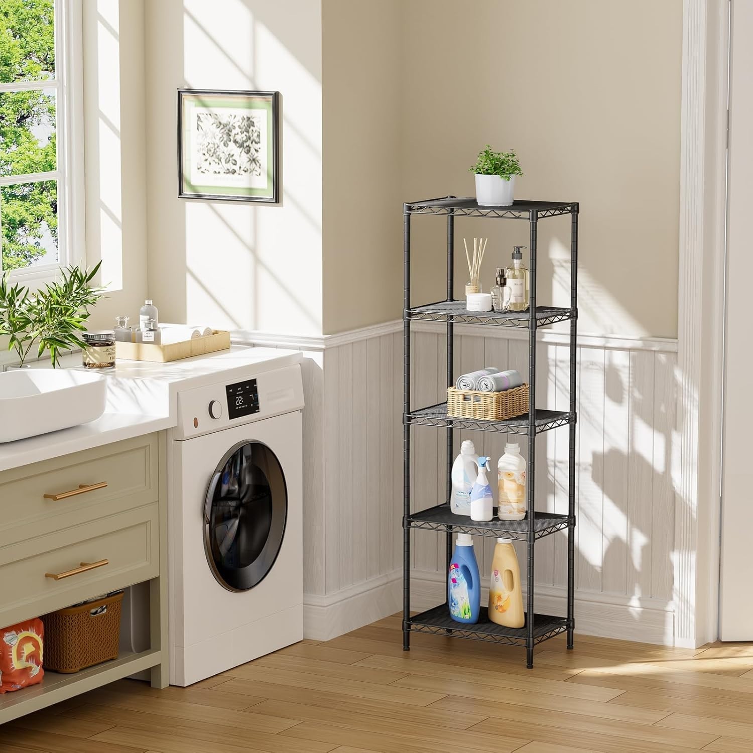 Multi-Use Adjustable Metal Storage Rack: Perfect for Closets, Kitchens, and More