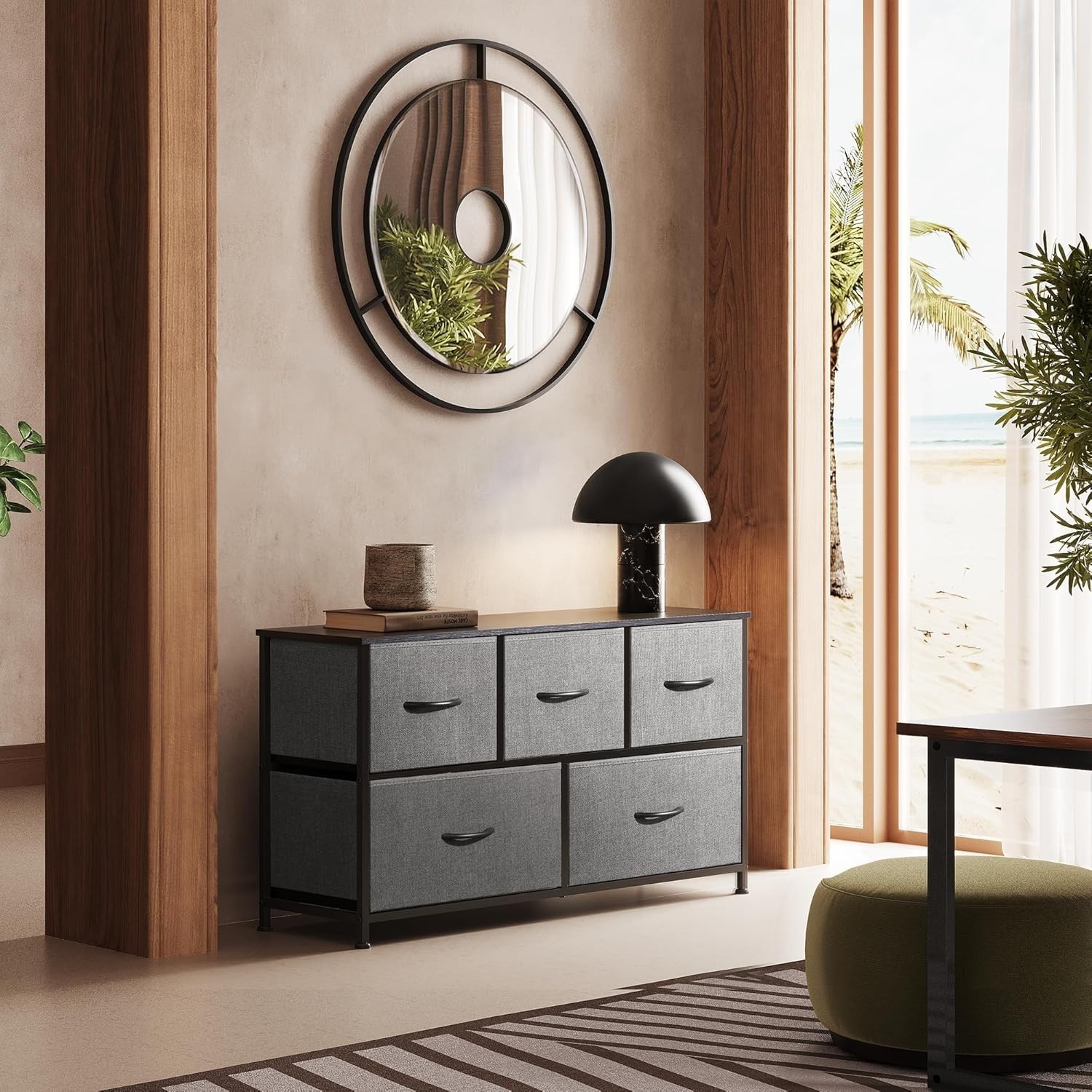 Dresser for Bedroom with 5 Drawers, Wide Chest of Drawers, Fabric Dresser, St…