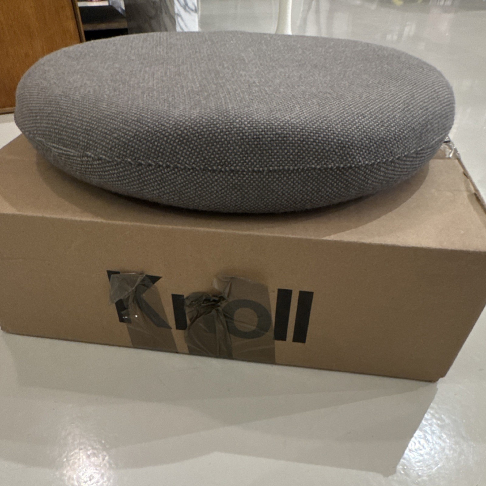 Kroll Gray Round Fabric Platner Stool Mid-Century Modern 18in x 17in Open Box