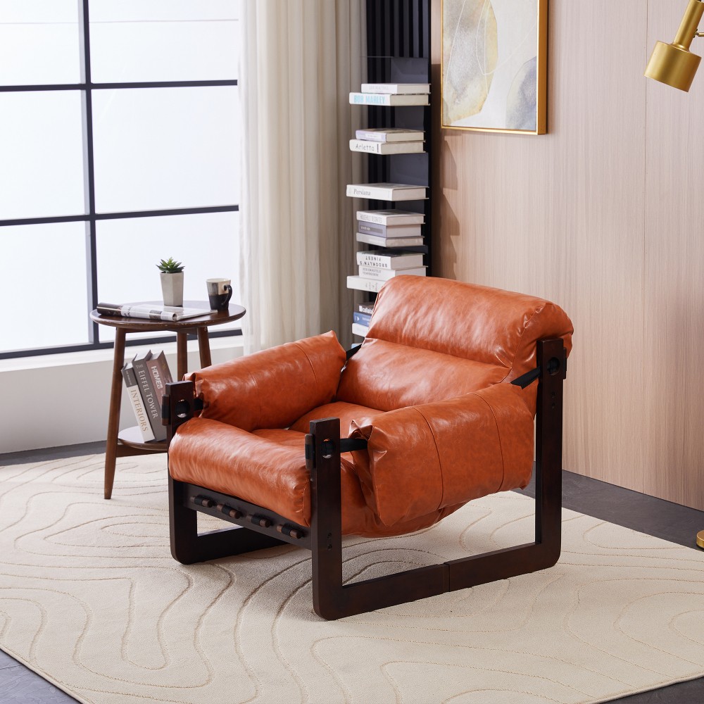 32″ Chenille Lounge Chair with Rolled Arms,Upholstered Accent Armchair,Dark Gray