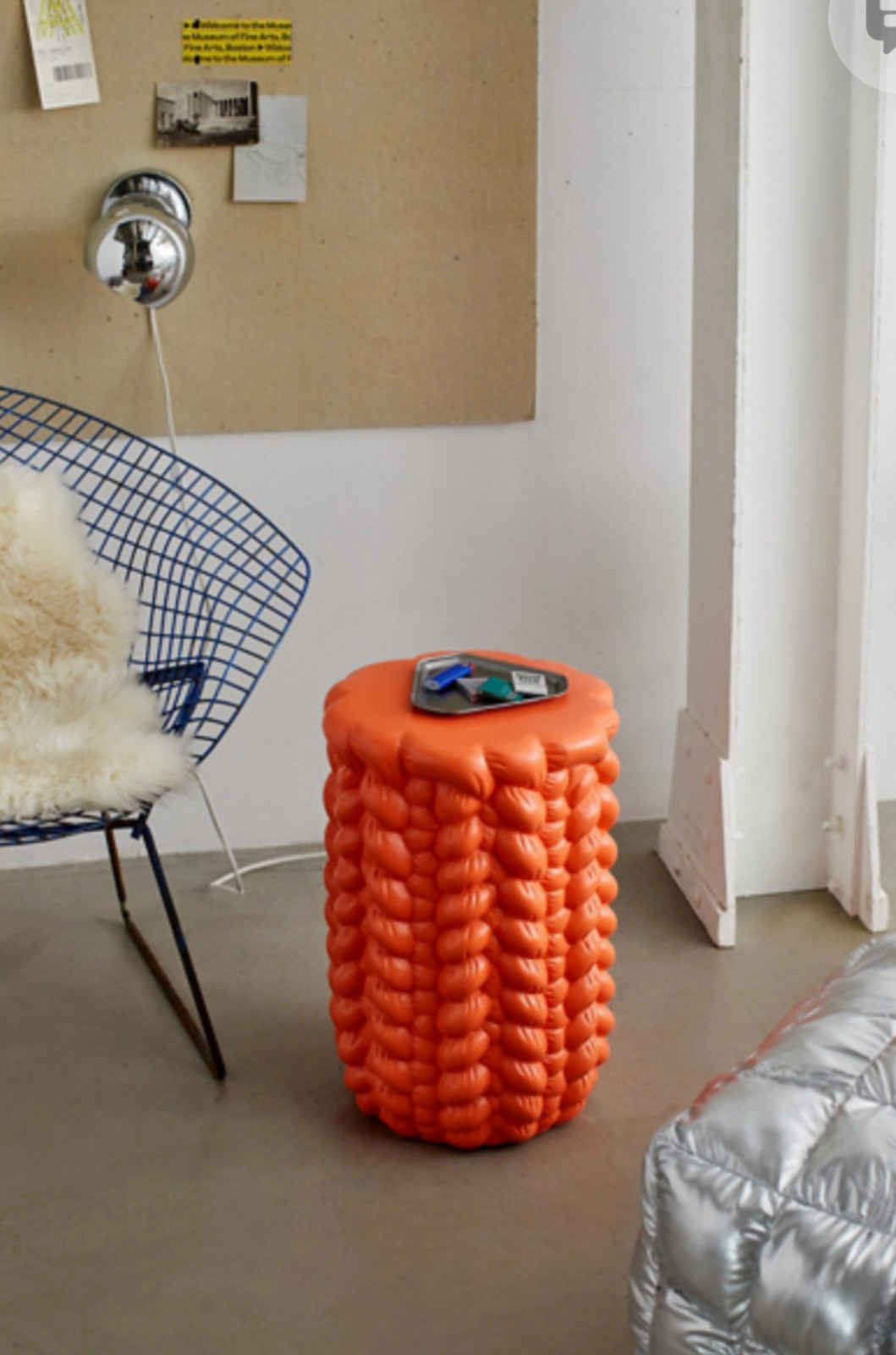 Puffy Ceramic Side Table — Orange, Slightly Used, Moving Sale