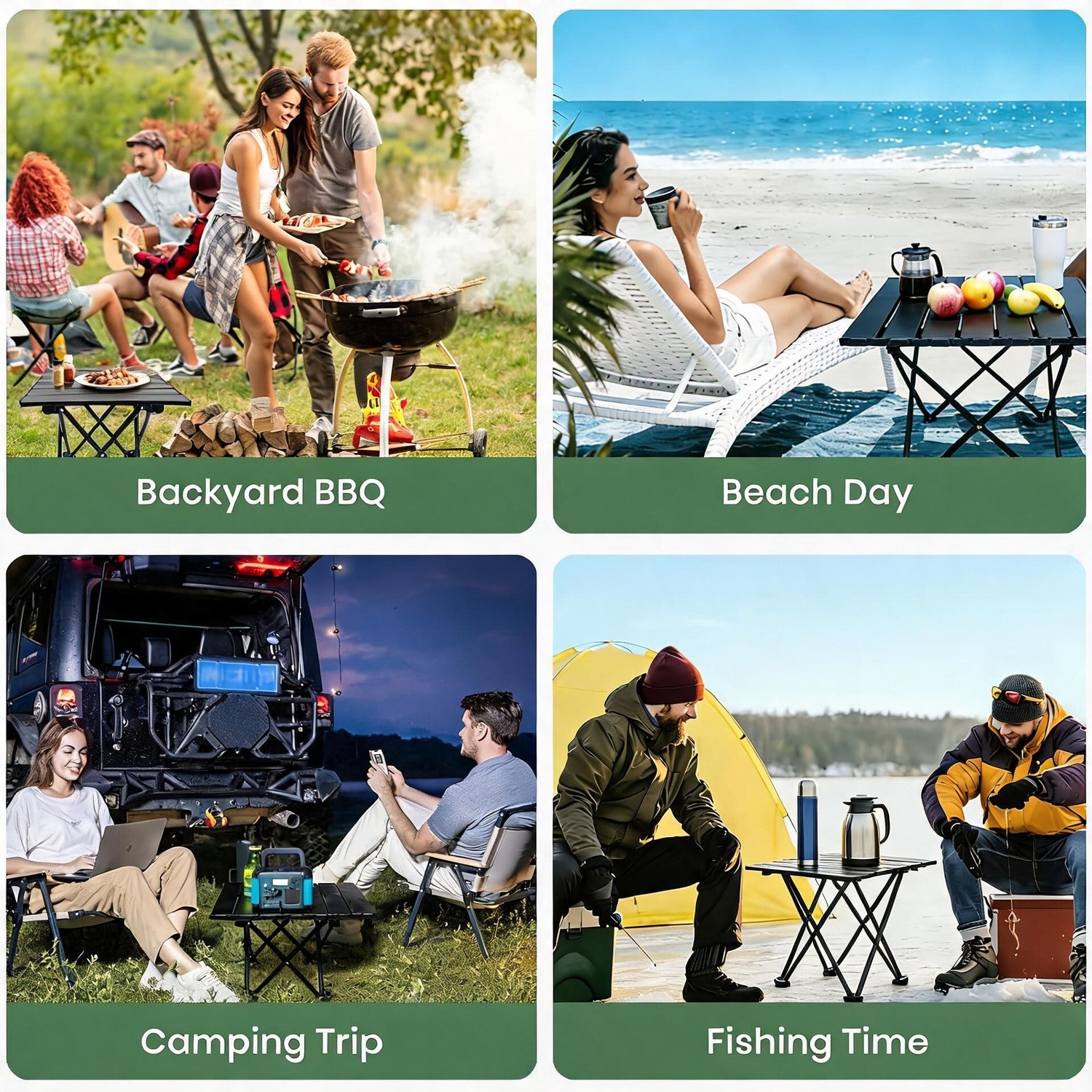 2-Pack Foldable Camping Table Ultralight Metal with Carry Bag