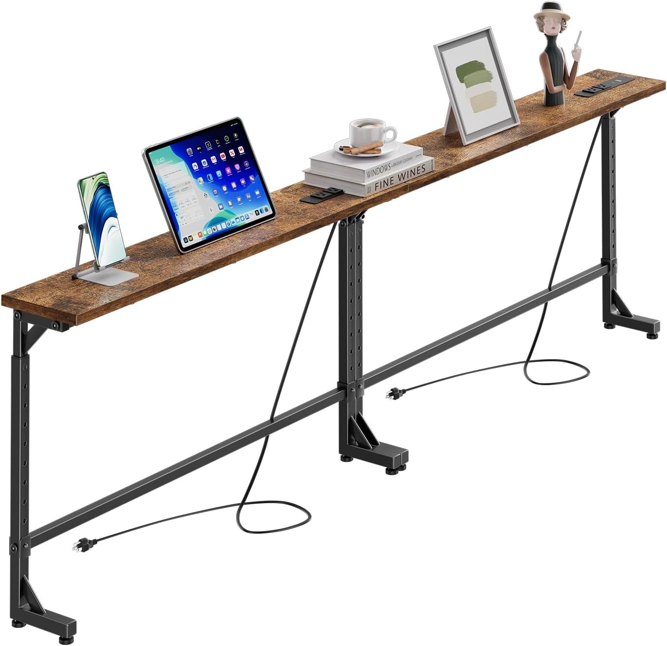 78.75 Inch Narrow Console Table W/ 2 Charging Station Behind Couch Table Set of
