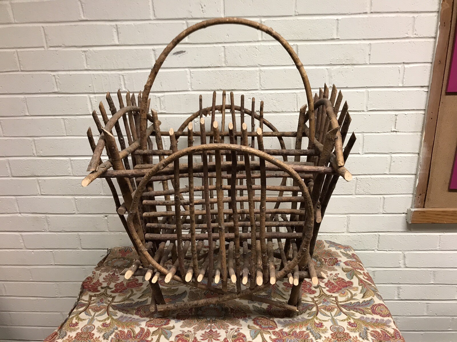 X-LARGE VNTAGE ADIRONDACK TWIG STICK MAGAZINE RACK 27.5 X 20 WIDE X 22” DEEP