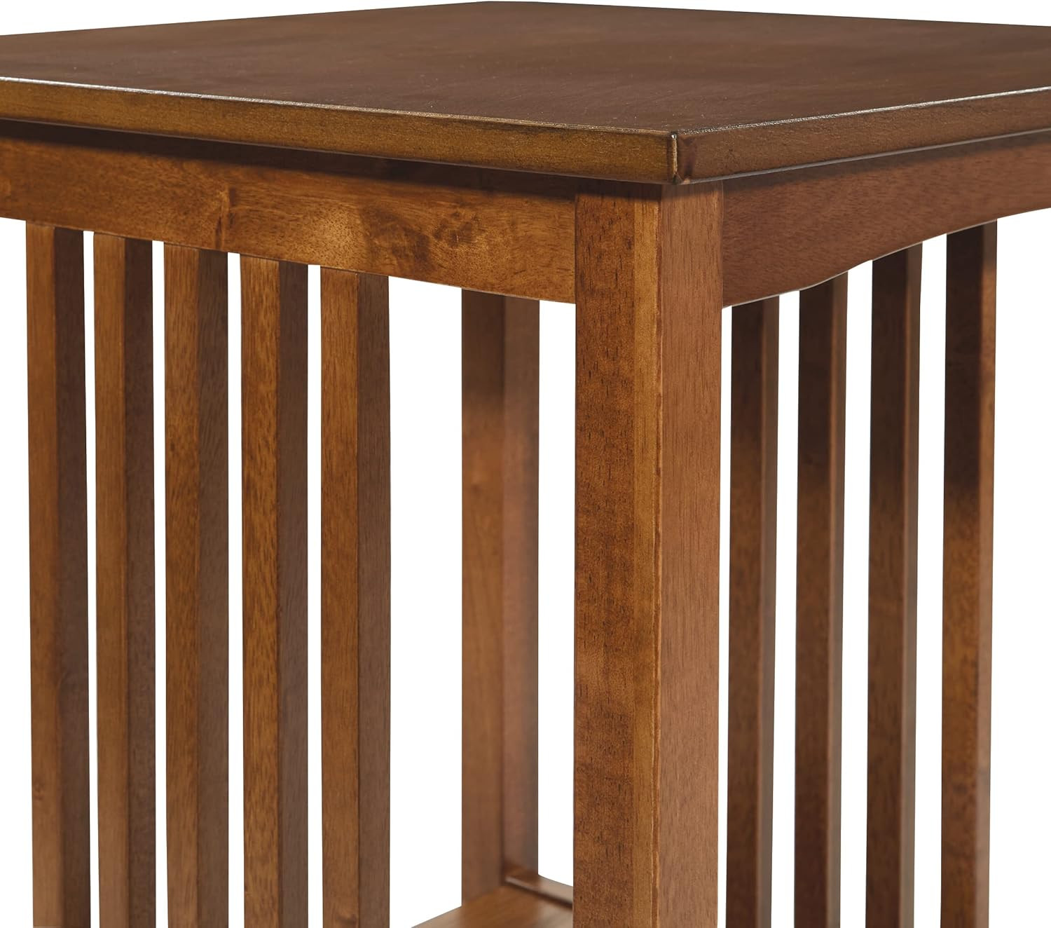 Sierra End Table with Lower Storage Shelf and Mission Style Side Panels, Ash Bro