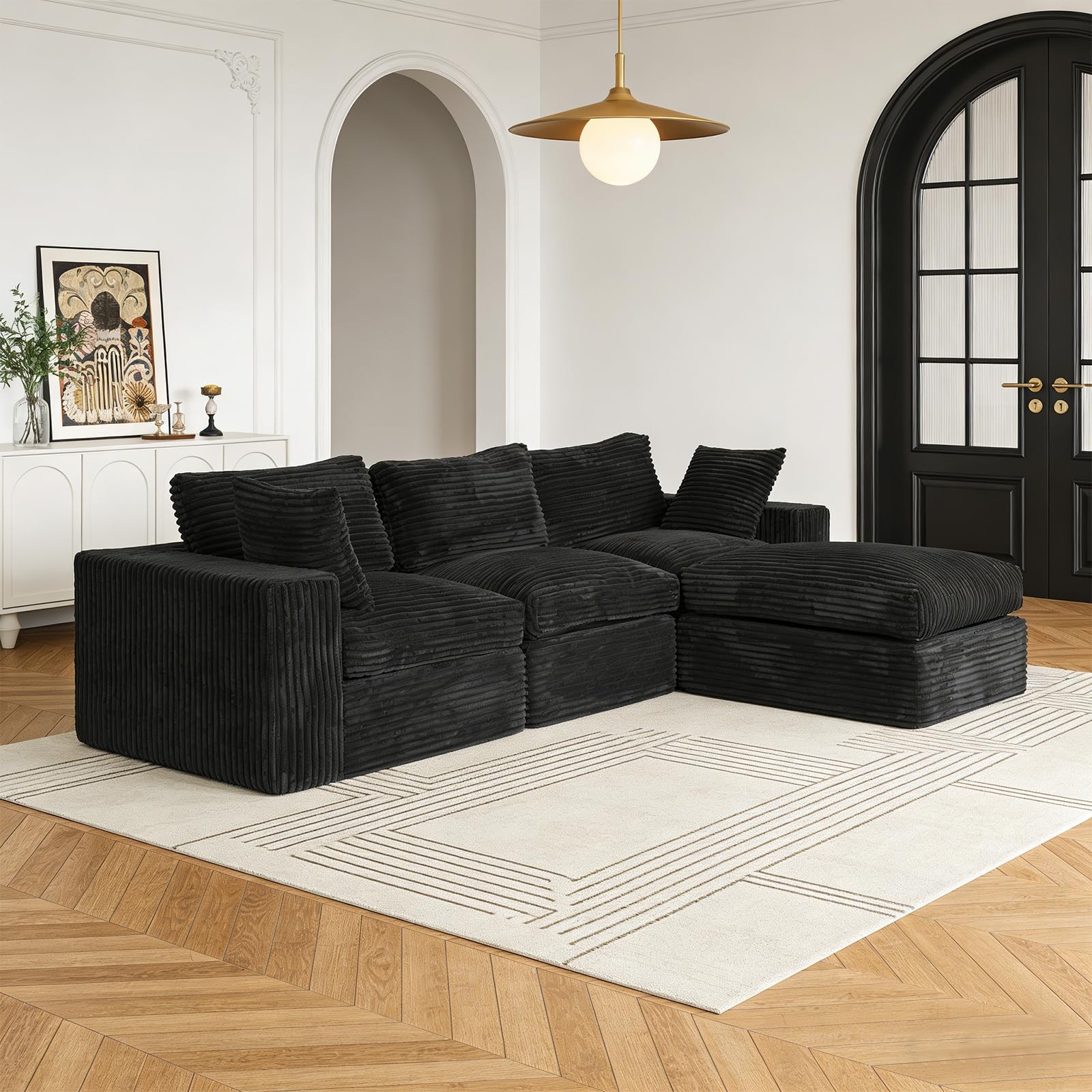 107″ L Shaped Cloud Couches with Chaise Comfy Sectional 3 Seater Modular Sofas