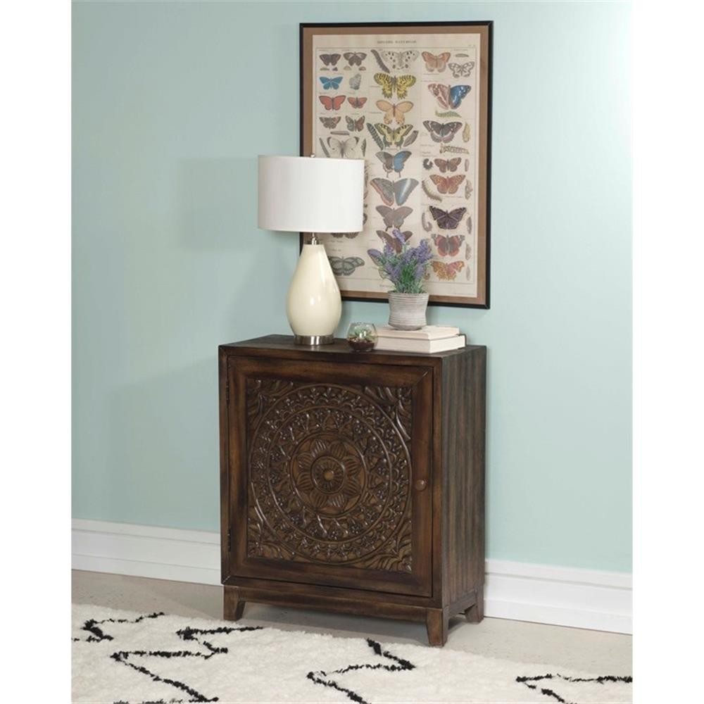Pemberly Row Traditional Wood Accent Cabinet in Dark Brown