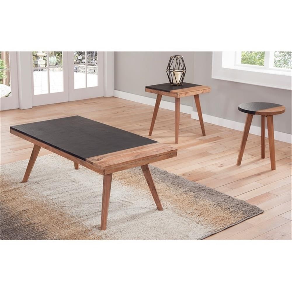 Pemberly Row Slate and Natural Matte Wood Finish Cocktail Table