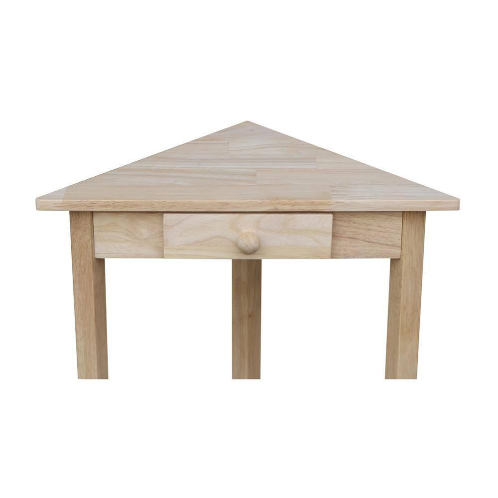 International Concepts Corner End Table Unfinished Solid Wood Open Storage