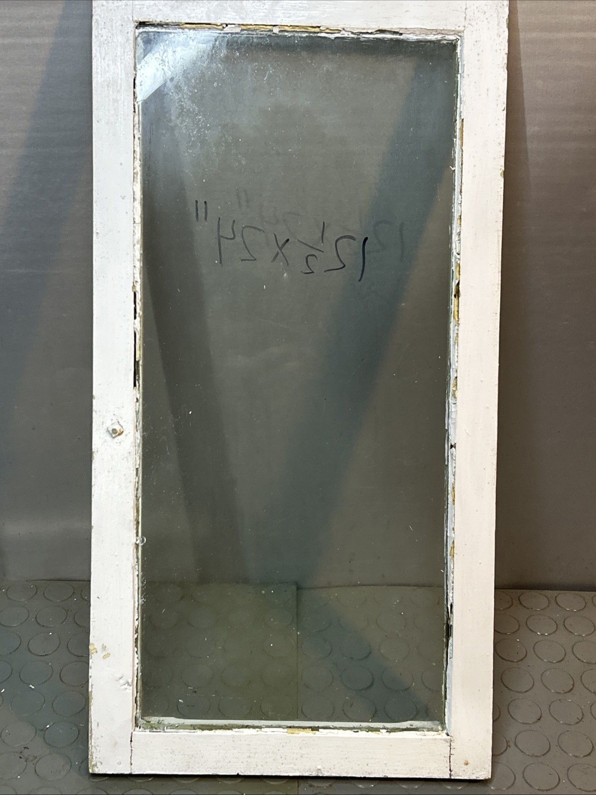 Antique White 12.5 “x24” 1pc Wood Frame Glass Cupboard Cabinet Door