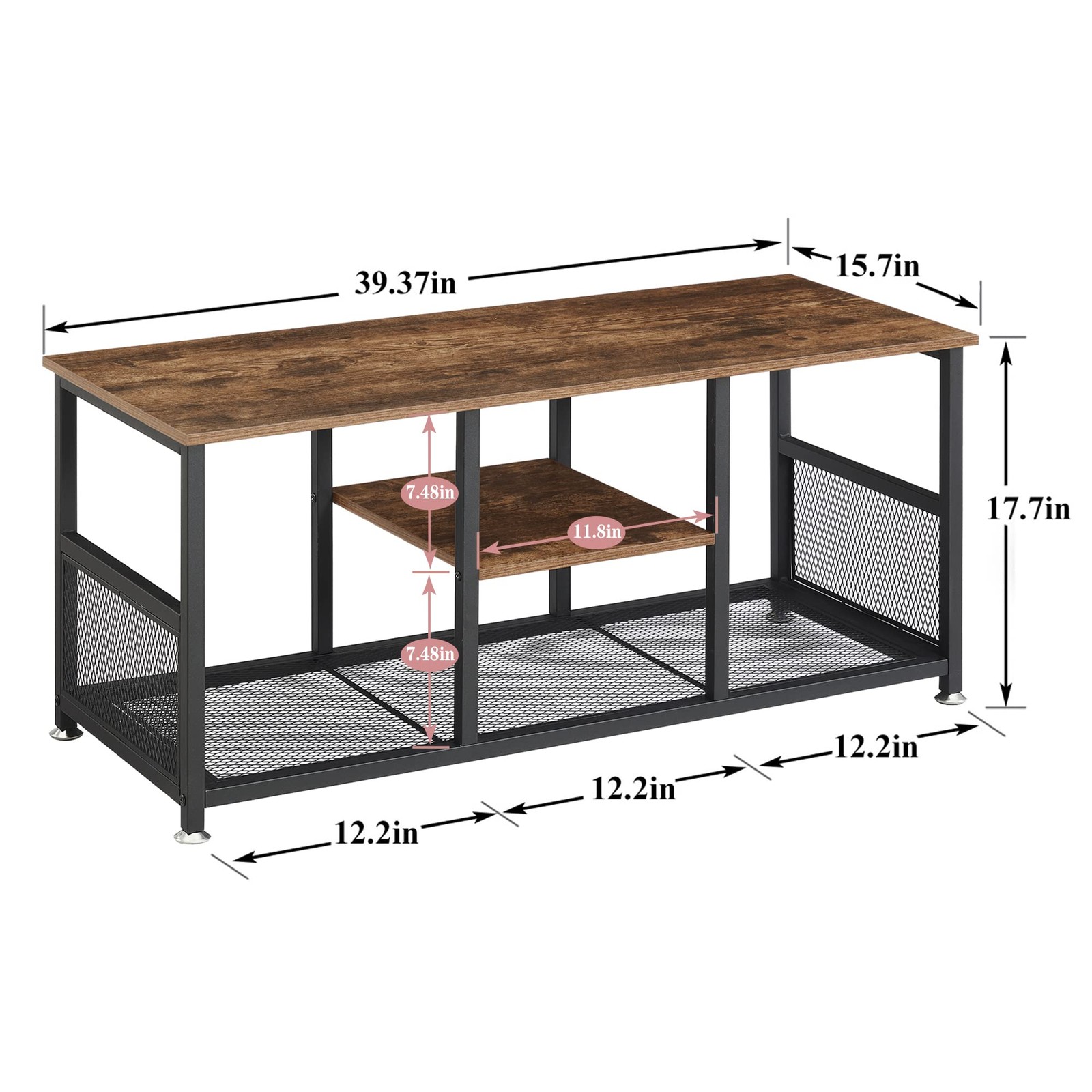 TV Stand Up to 50 Inches, 39 Inch Industrial Entertainment Center Media Conso…