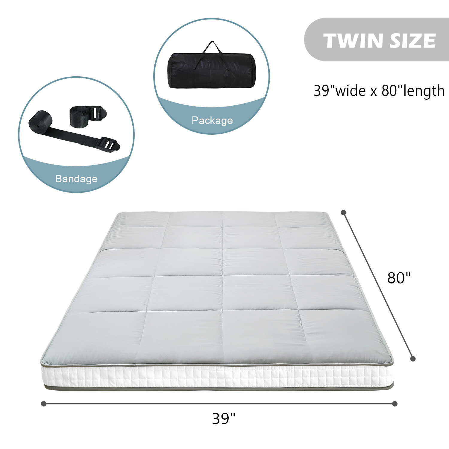 SLSY Twin Size Japanese Floor Tatami Mattress Futon Mattress Tatami Pad 4″ Thick