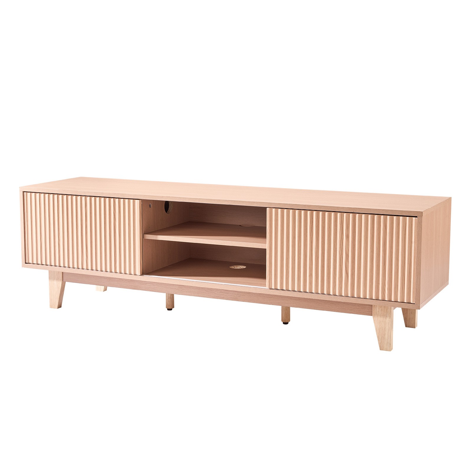 Uimoso Wooden TV Stand Entertainment Unit for TVs up to59 in, 350 lbs, Burlywood