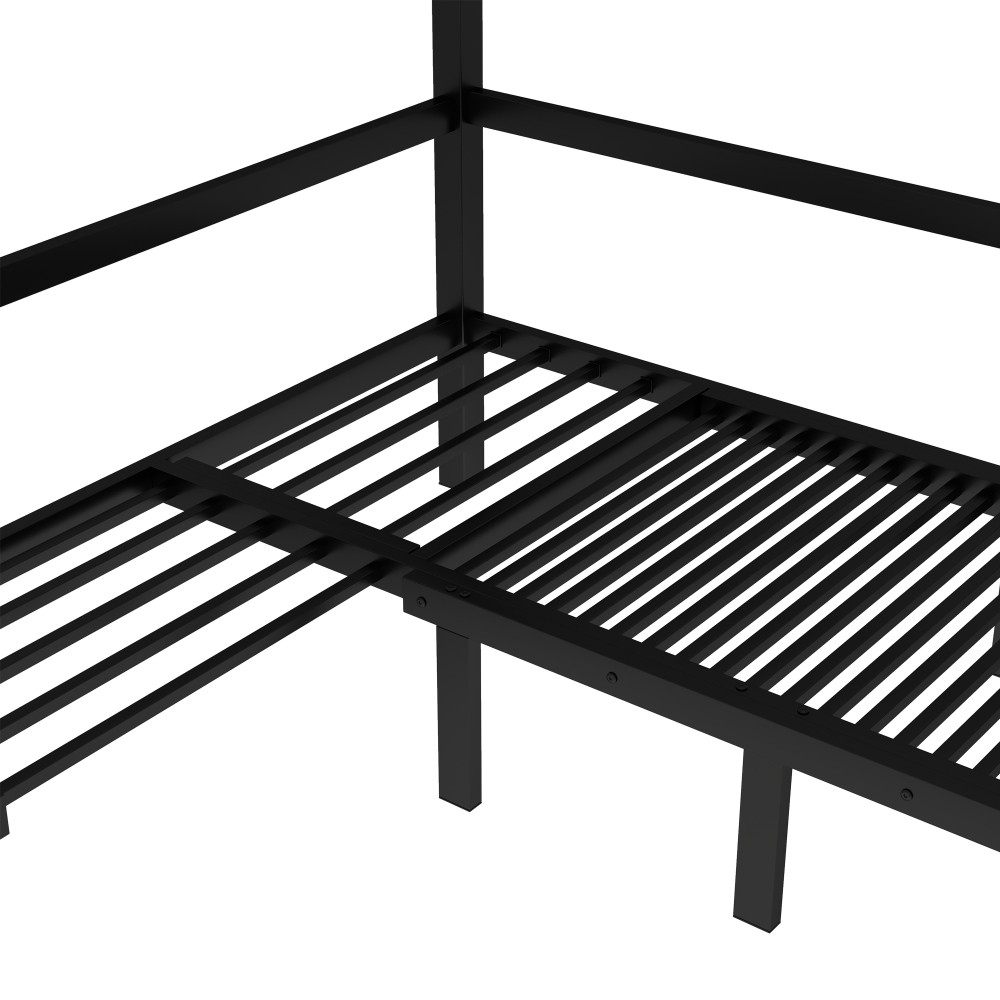 Queen over Queen Size Bed pull-out Metal Bunk Bed,lower bunk can be pulled out