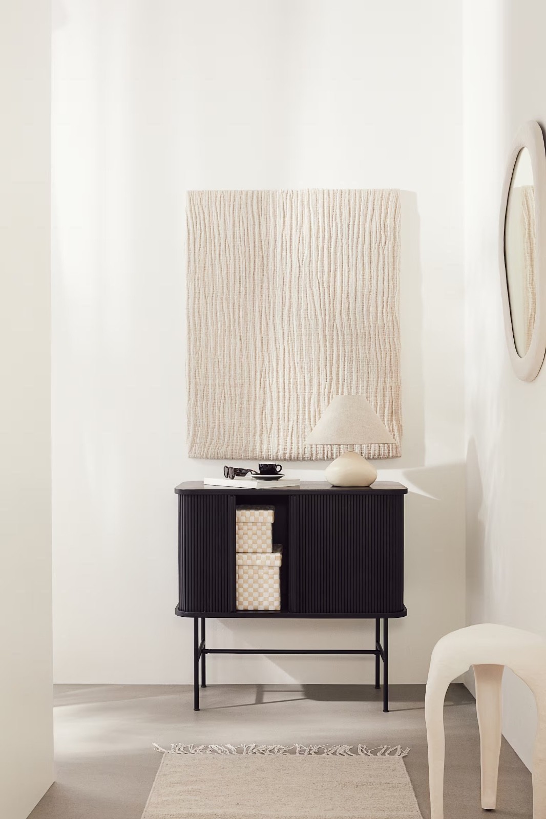 H&M Home Sliding Door Cabinet Armoire – Black Height 30 1/4 in. Width 31 1/2 in.