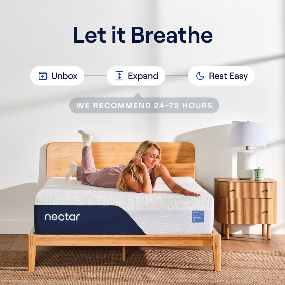 Nectar Classic 12” Queen Mattress – Medium Firm – Contouring Memory Foam – Cooli
