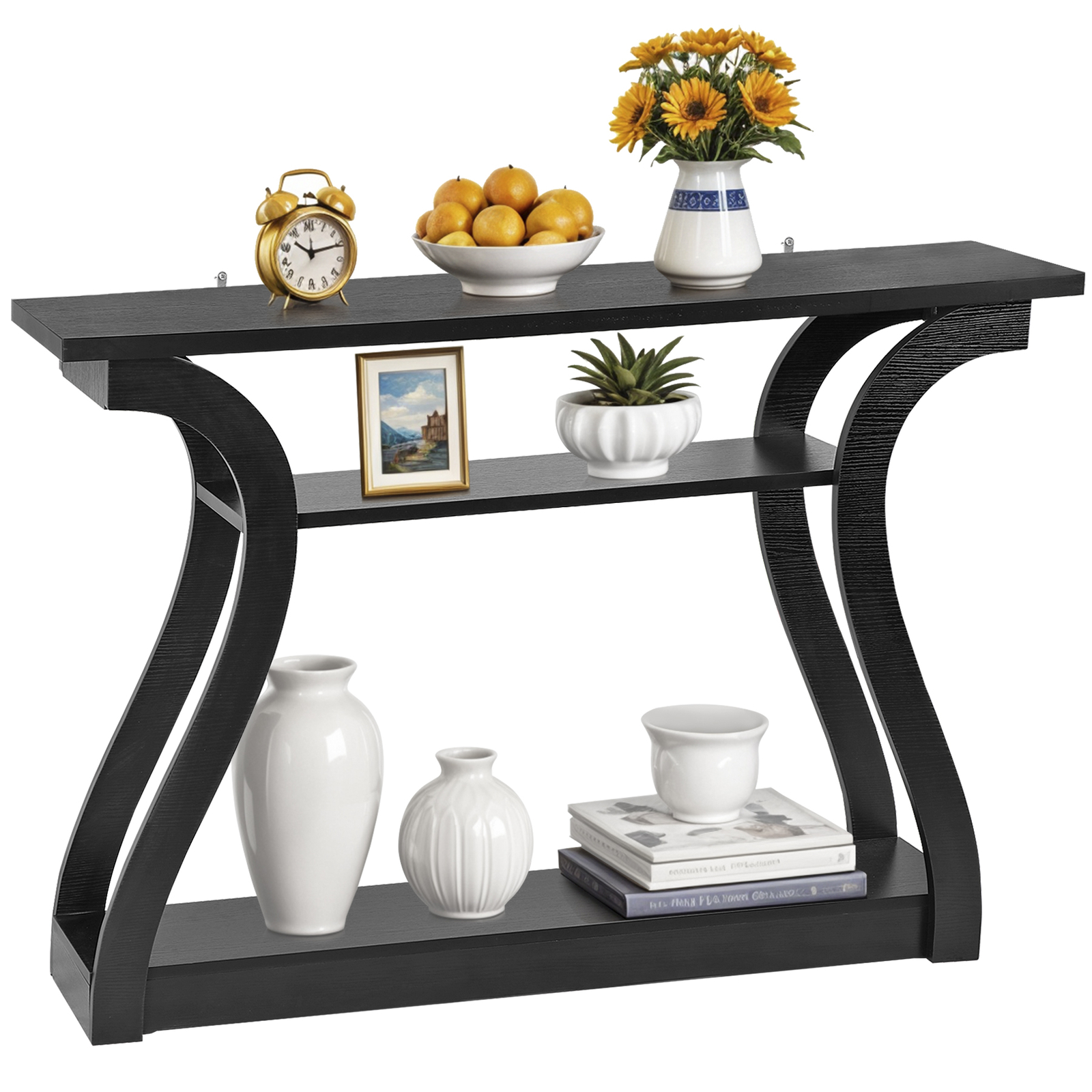 Accent Table Console Table Black Side Table Curved Hallway Living Room End Table