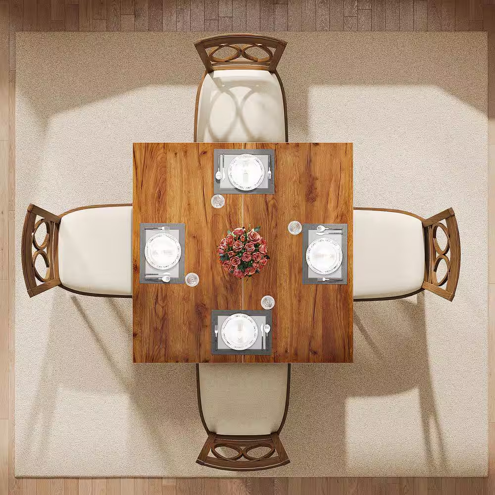 Roeslerrectangular Brown Wood Square 39.4 In. 4 Legs Dining Table for 4 Seating