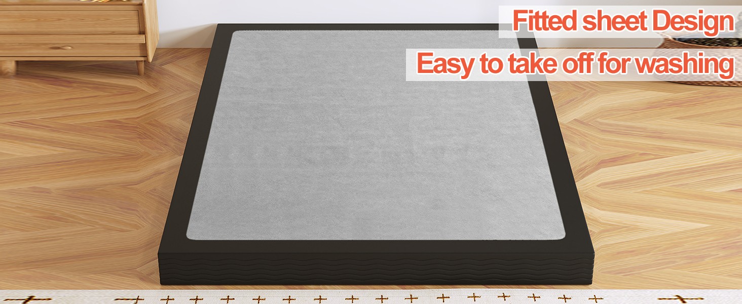 Box Spring, Metal Frame Mattress Foundation with Fabric Cover, Easy Assembly,
