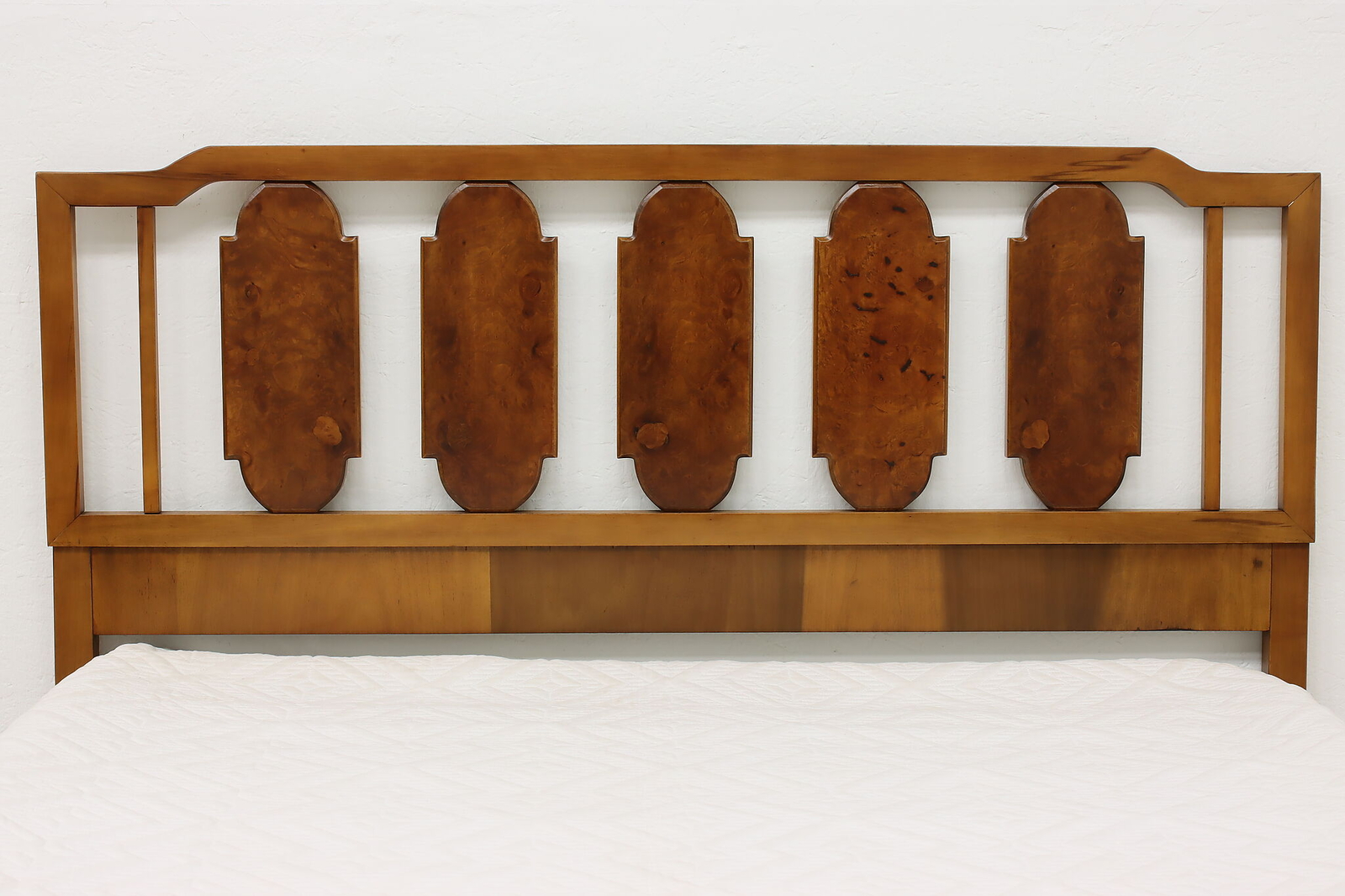 Midcentury Modern Vintage Birch & Burl Full Size Headboard #52697