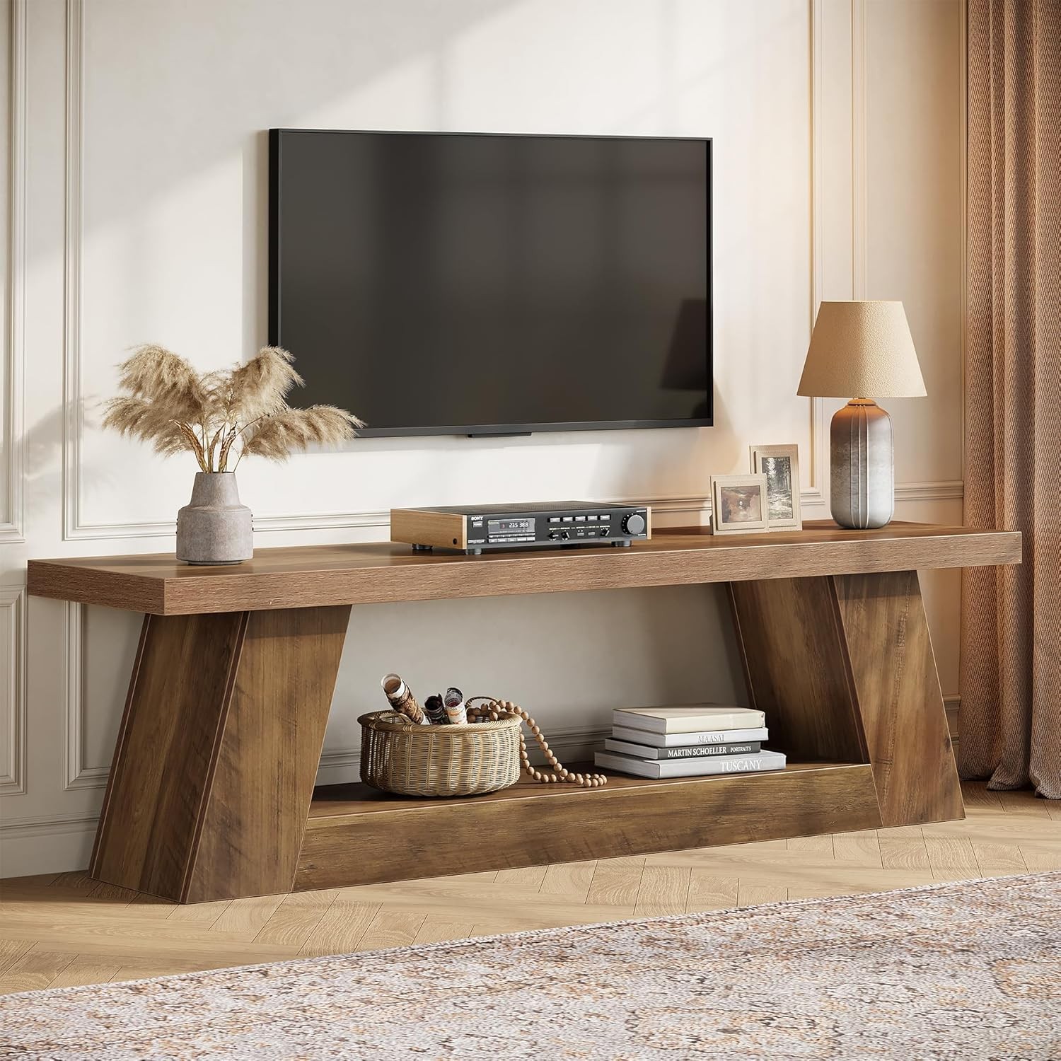 63 Inch TV Stand for 55-75-Inch TV, Farmhouse Entertainment Center Console Table