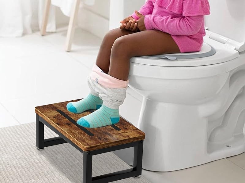 Wooden Step Stools with Anti Slip Pat for Adult, Heavy Duty Bedside Foot Stools
