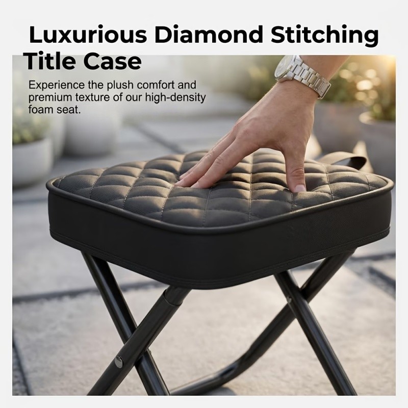 11.8″Folding Stool Carbon Steel Collapsible Portable Pocket Camping Hiking Chair