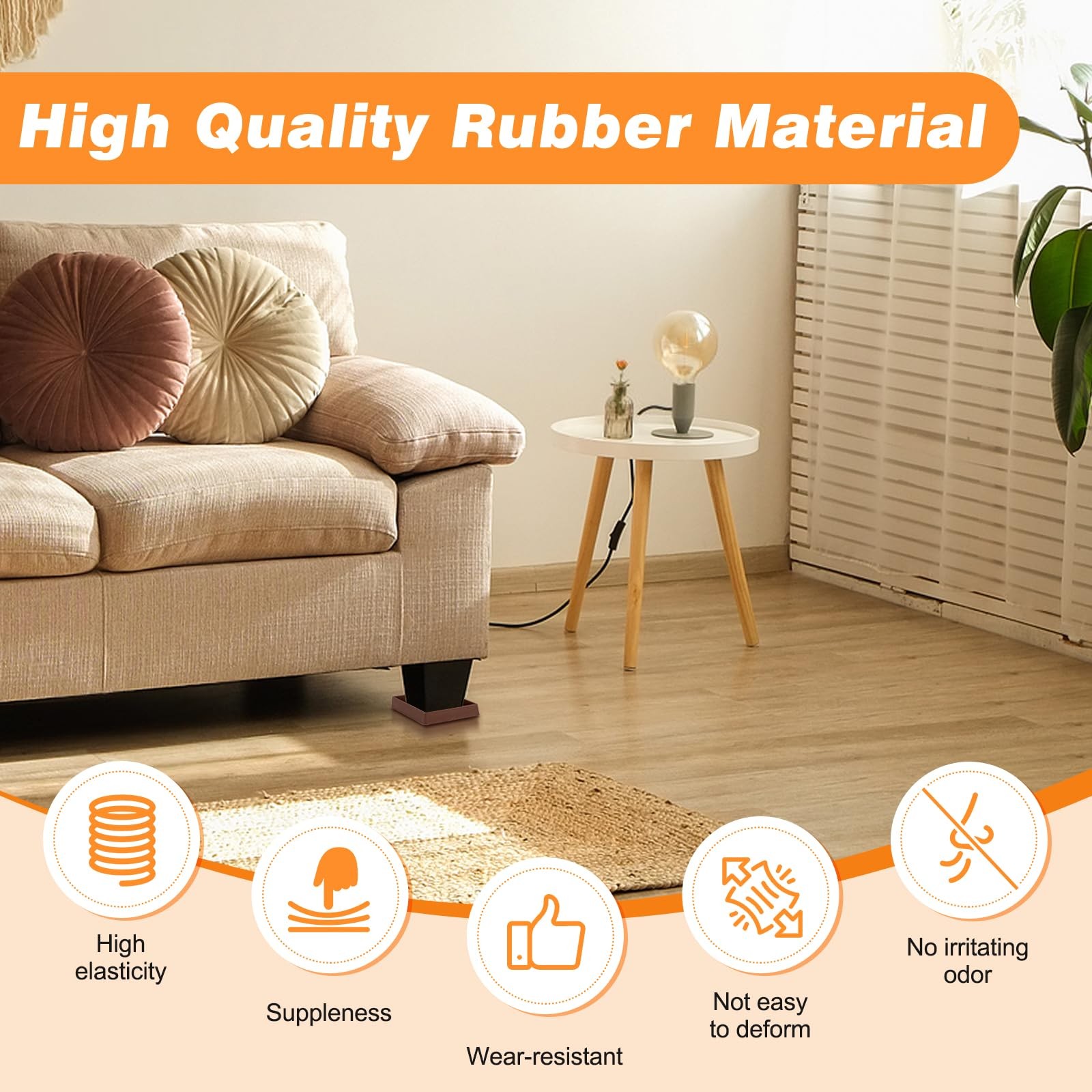 xxxHOLIC Rubber Non Slip Furniture Pads, 4″ x Brown 4″*4″Square,