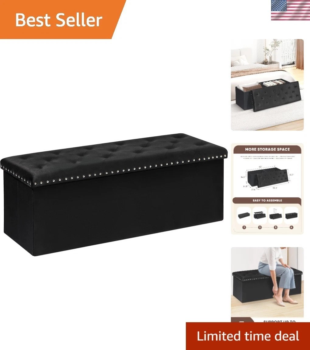 Luxury Tufted Storage Ottoman Bench – Extra Large 140L and Multi-Functional