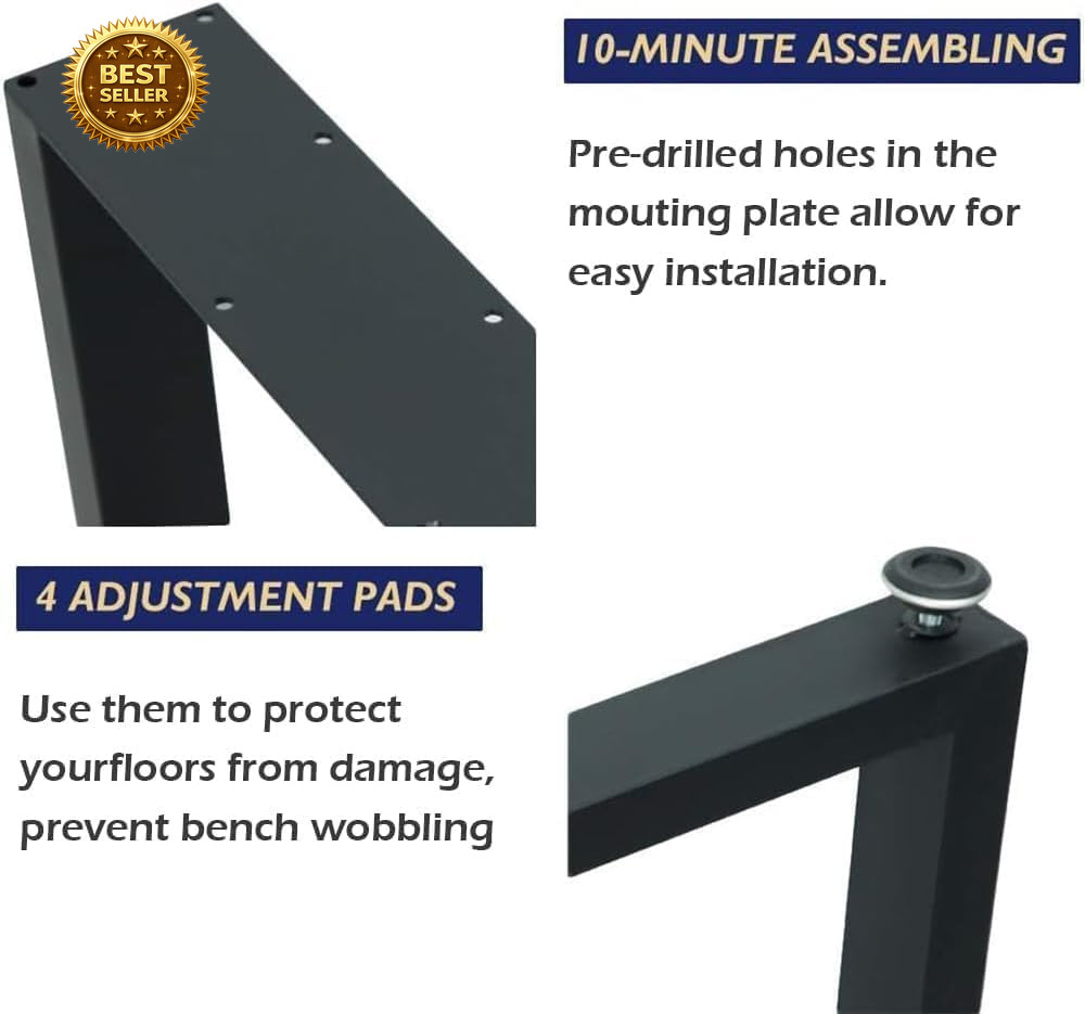 16in Metal Bench Legs Set of 2 Heavy Duty Steel Backrest Bracket DIY Furniture