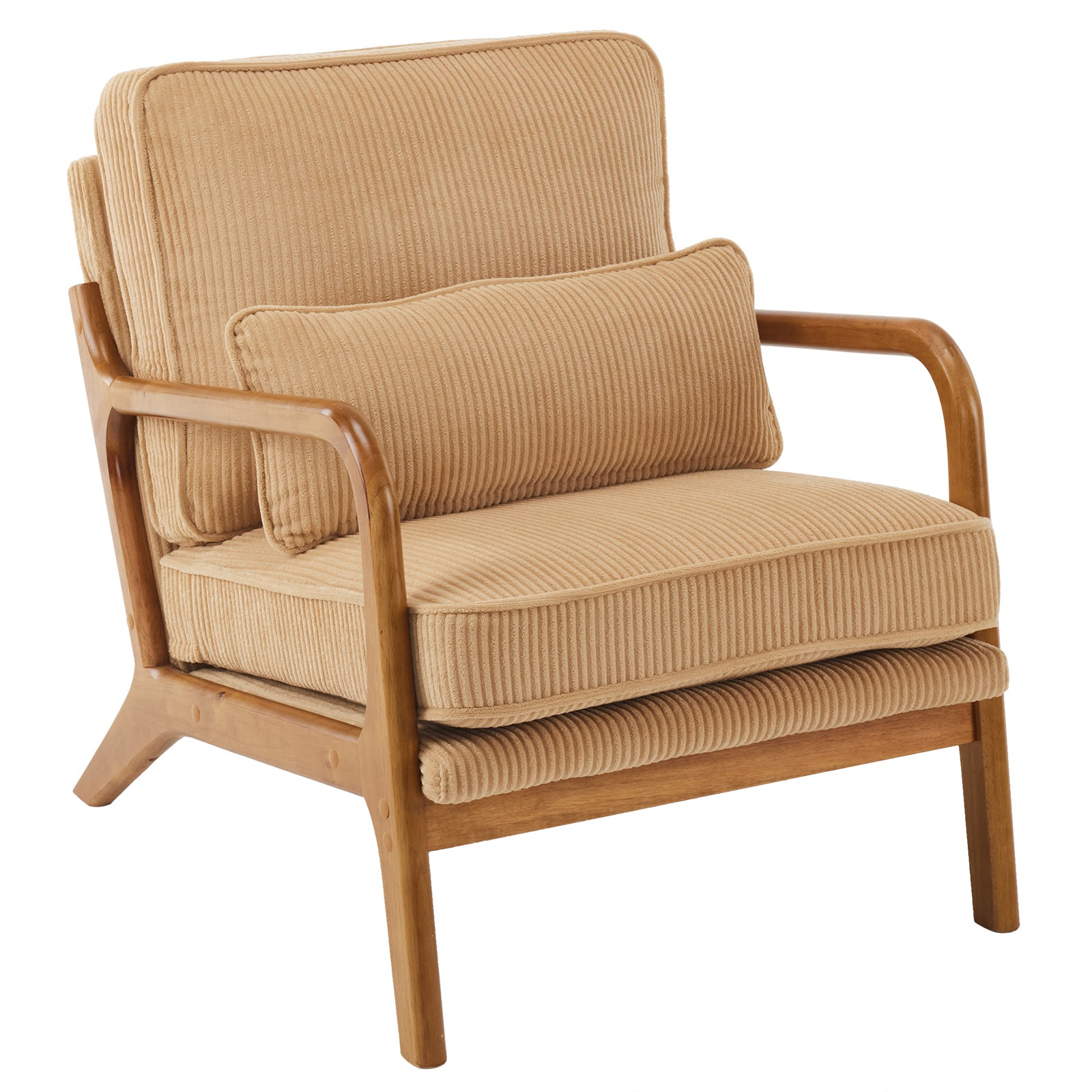 Khaki Corduroy Upholstered Indoor Lounge Chair (330LBS Weight Capacity)