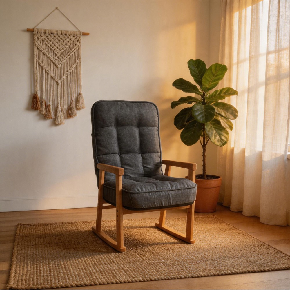 Adjustable seat height lounge chair, three-level lumbar angle adjustment