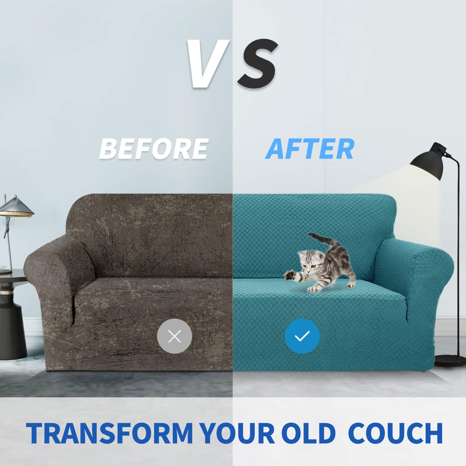 ZNSAYOTX 1 Piece Jacquard Couch Covers for 2 Cushion Couch High Stretch Loveseat