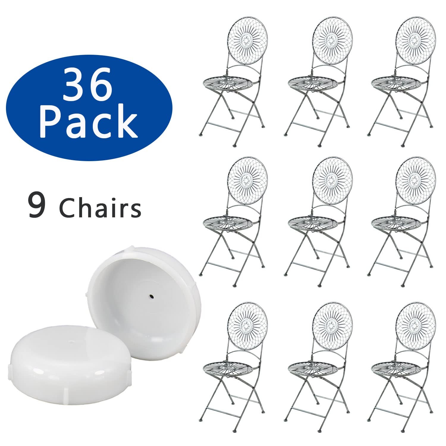 HDbonemu 36 Pack 1.5″ Wrought Iron Patio Furniture (1.5Inch) 36Pcs, White