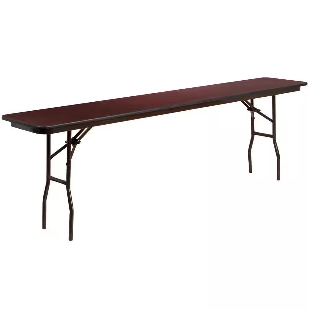 96 In. Mahogany Wood Table Top Material Folding Banquet Tables