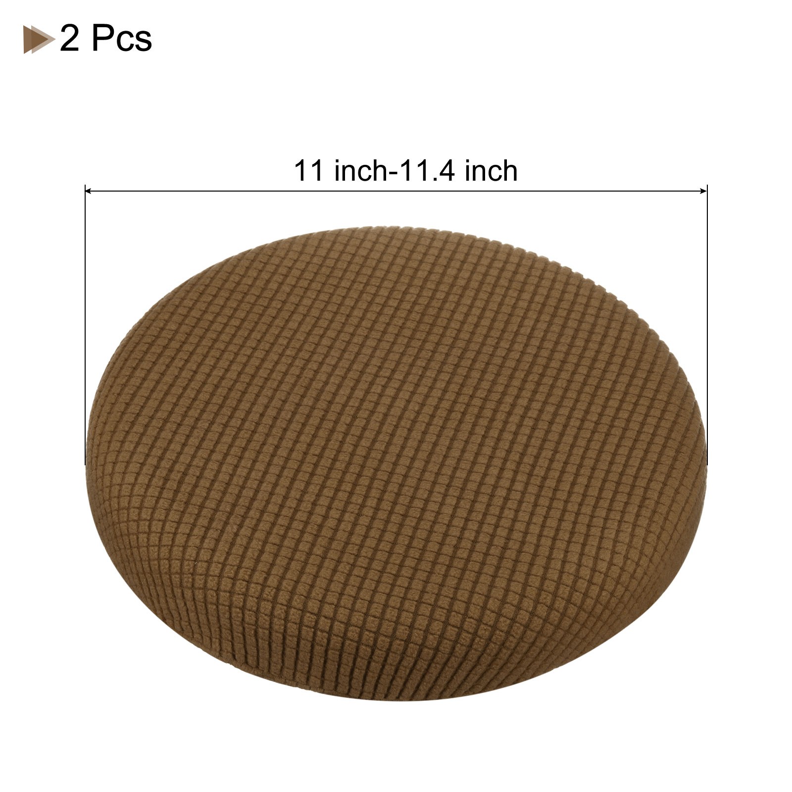 2 Pack Round Bar Stool Covers Dia 11″-16″ Non-slip Seat Cushions Light Brown