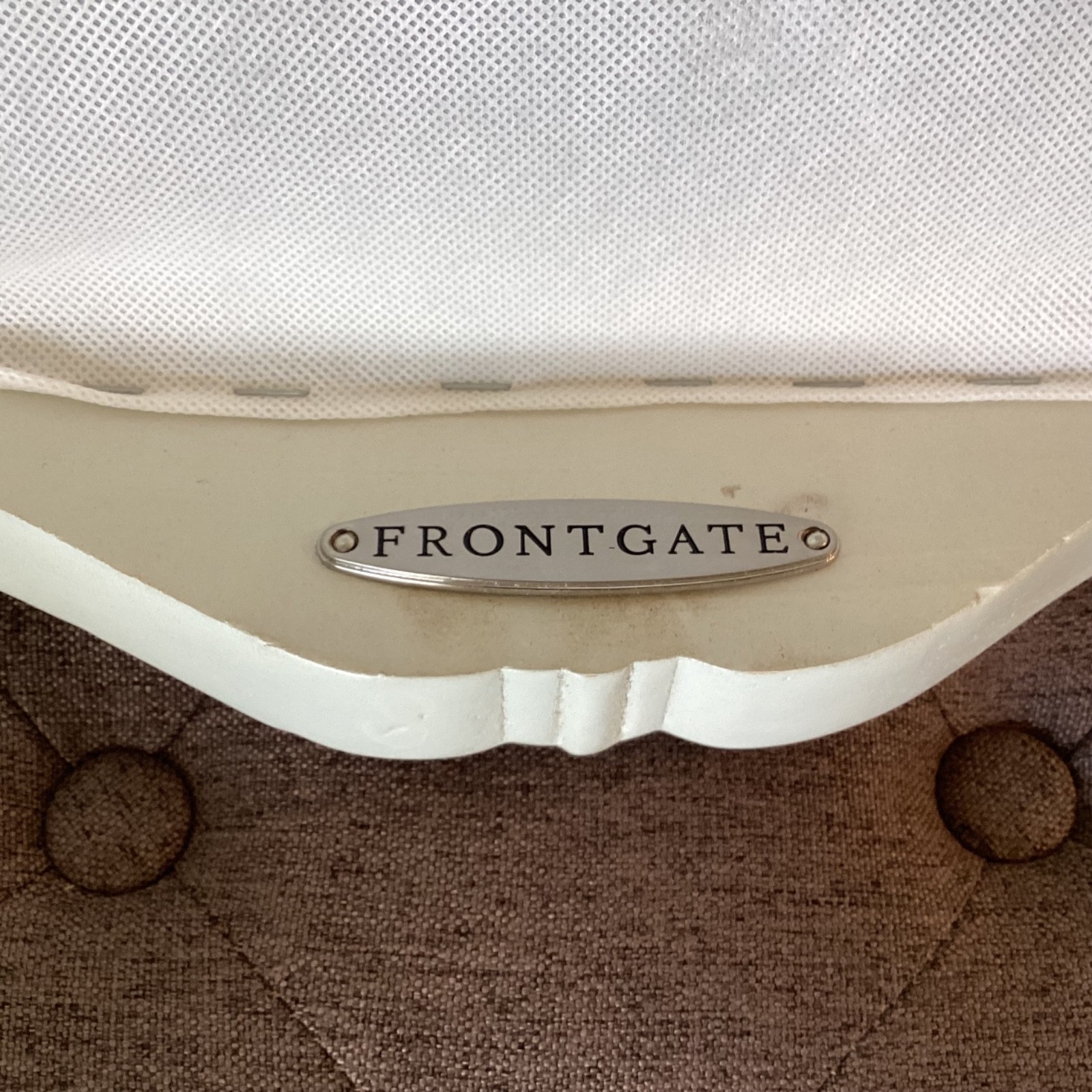 Frontgate Bench Antique White Silk Champagne Upholstered Vanity Stool Vienne
