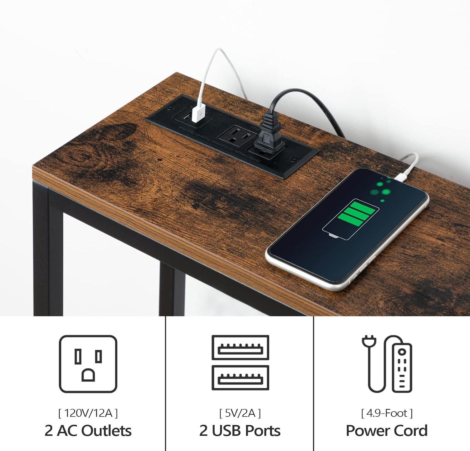 Compact 70.9” Console Table & Power Outlet – Ideal for Living Room & Entryway