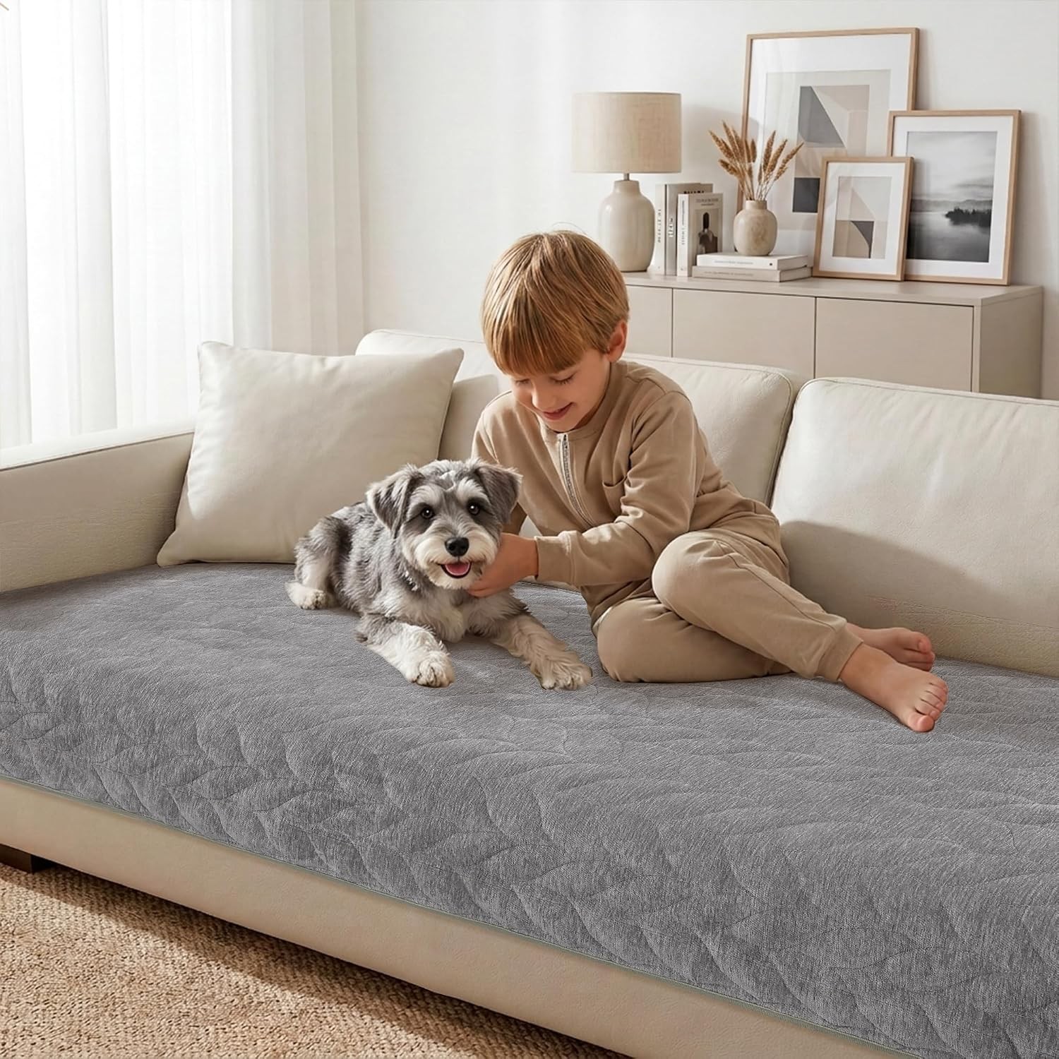 Couch Cover Dogs Chenille Quilted Couch Covers Pets Washable Sofa Protector 3