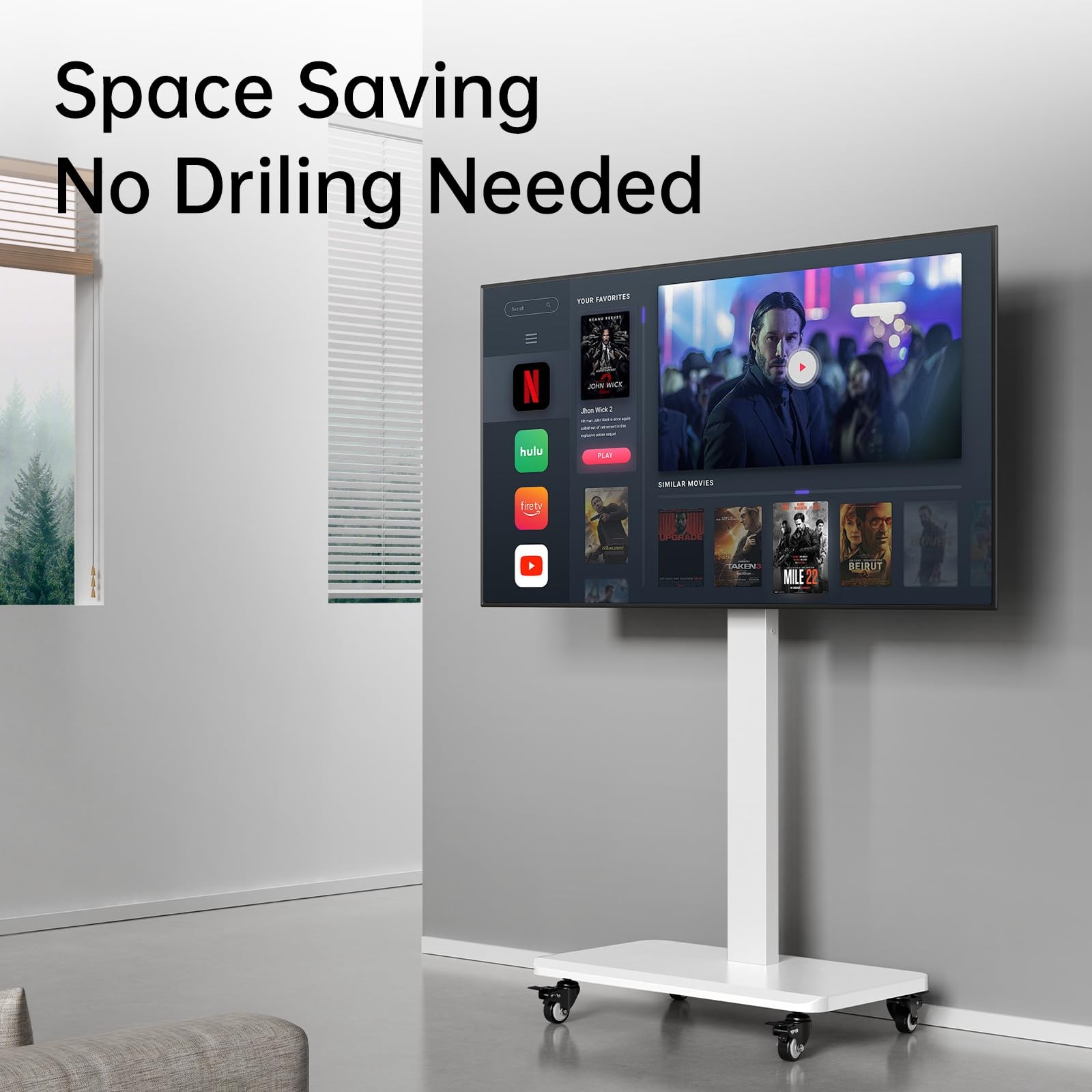 Mobile TV Cart with Wheels.Rolling TV Stand for 26 to 65 Inch Flat Panel Scre…