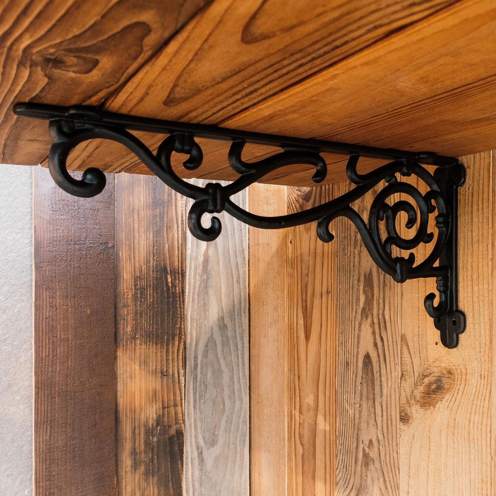 2 PCS 15.5 Inch Decorative Shelf Brackets Cast Iron Antique Black Corbel