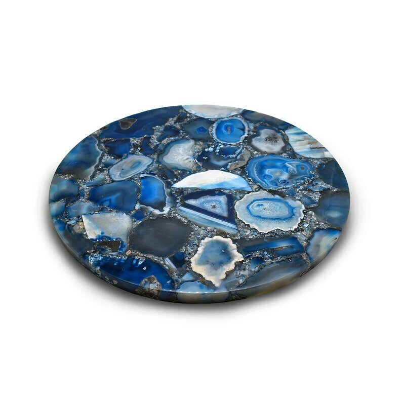 15″ Blue Agate Stones Table Top Natural stones home Room decor