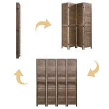 4 Panel Wood Room Divider 5.75 Ft Tall Wall Divider 68.9″ x 15.75″ Each Panel