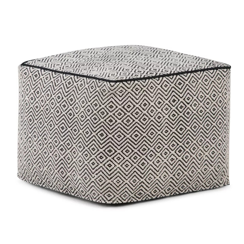 Simplihome Pouf Brynn Patterned Black and Natural