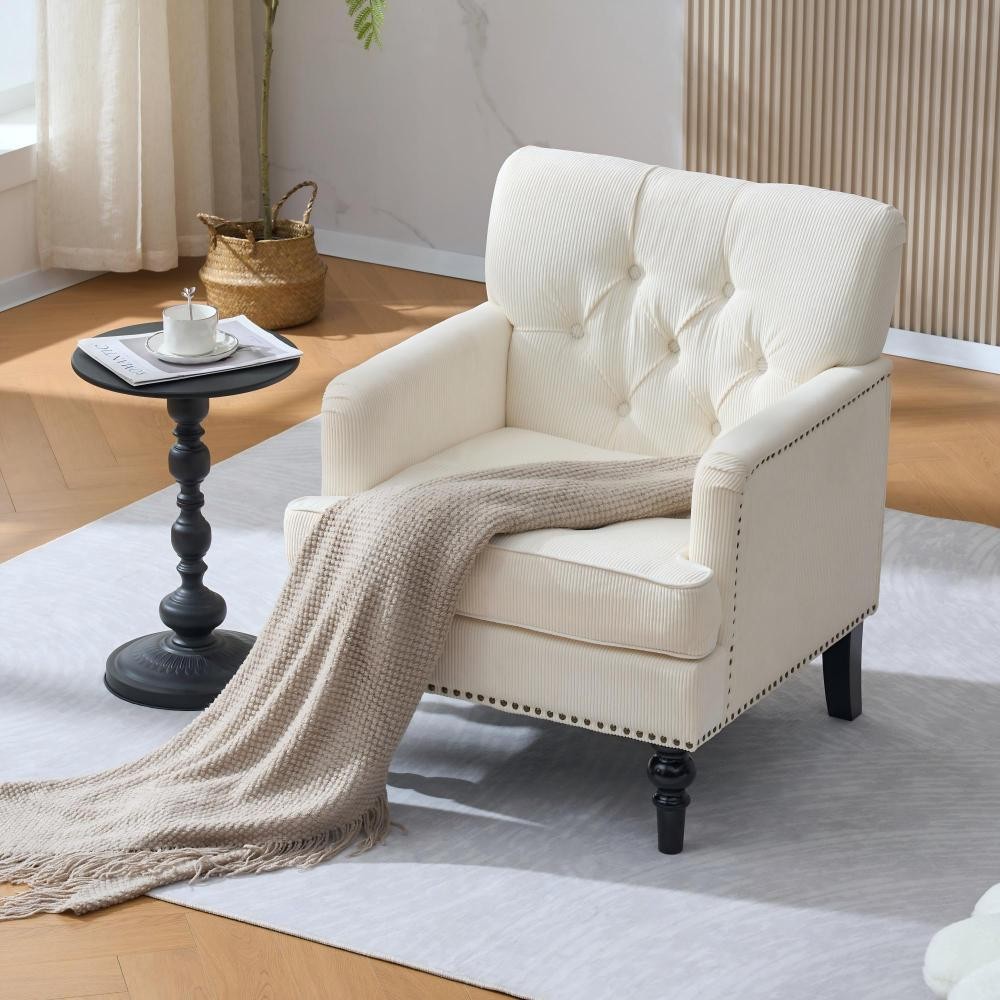 Tufted Club Chair with pillow, Accent Chair, Upholstered Button Armchair