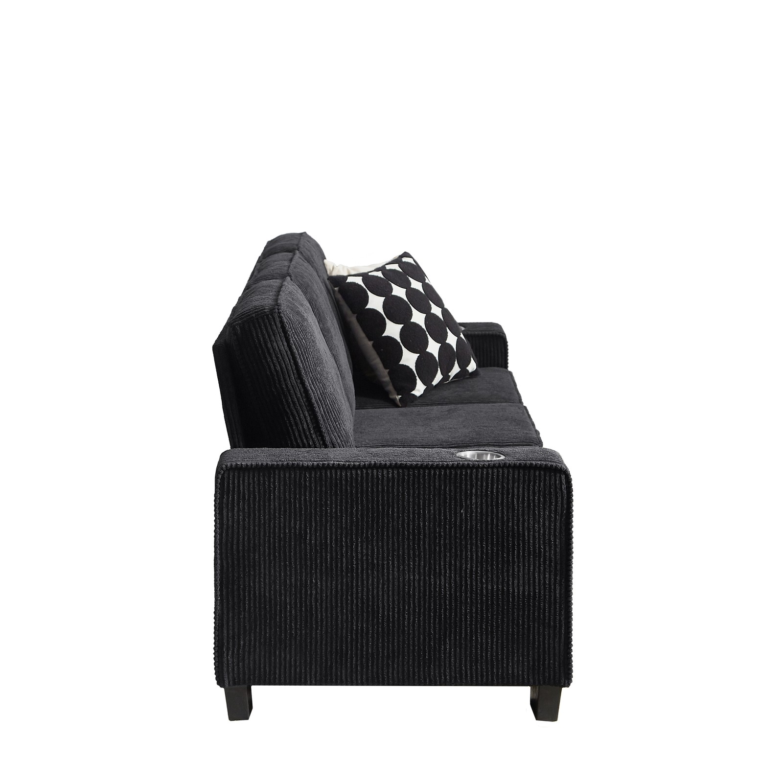 Corduroy Fabric 3-Seater Sofa 84″ L 30″ W Modern Compressed Couch